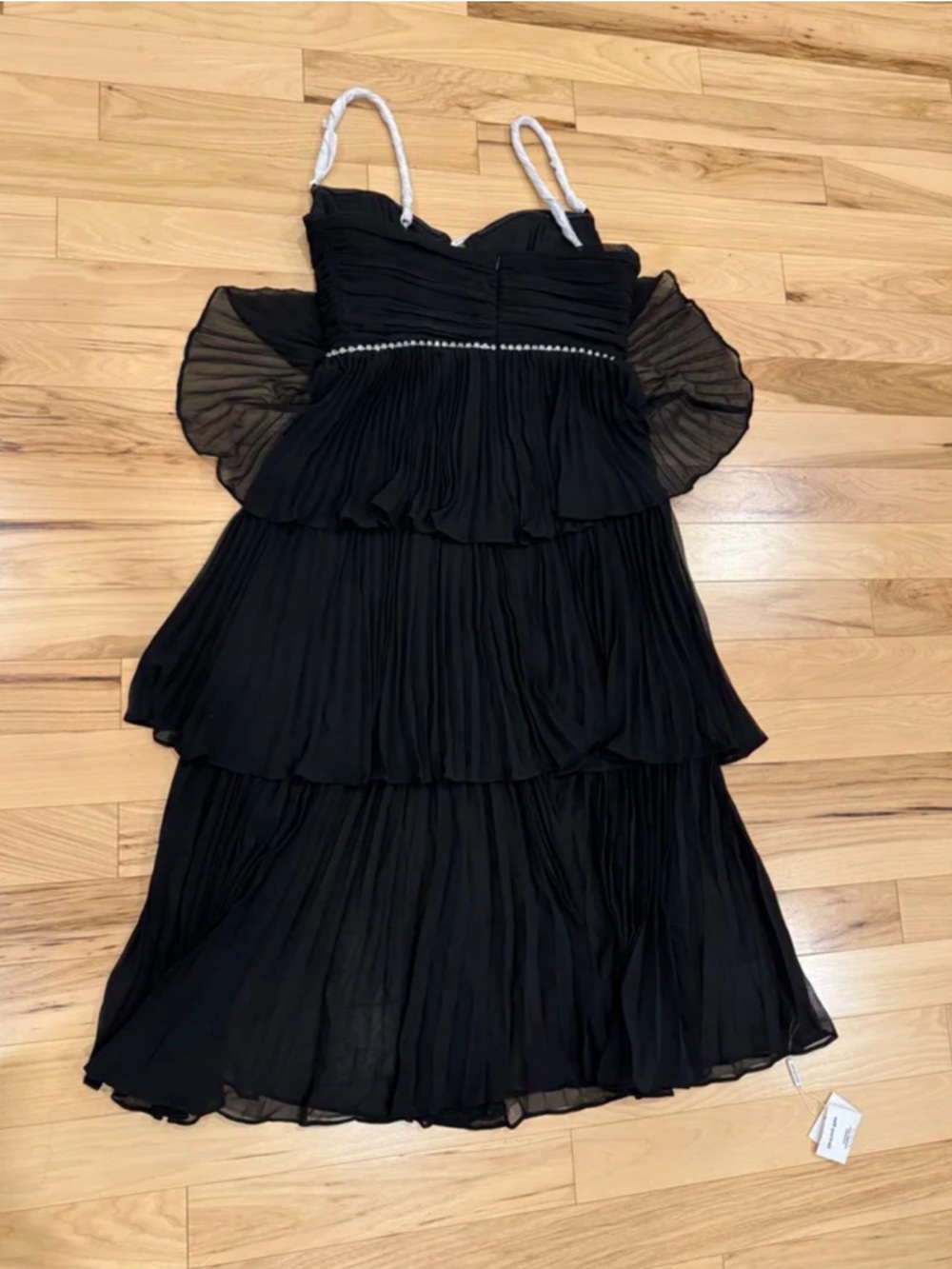 Diamante-embellished tiered chiffon midi dress - Picture 9 of 9